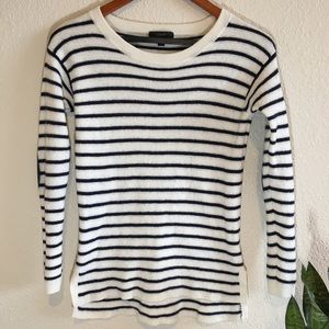 J. Crew Striped Leather Elbow Patches Sweater